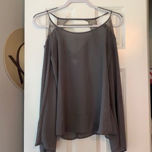 Off the shoulder long sleeve lace blouse